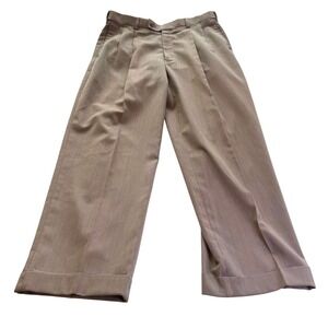 VTG Braggi Louis Raphael Men's Dress Pants 32x29 Taupe Pleated Cuffed Trousers